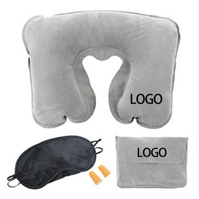 U-Shaped Pillow, Eye Mask And Earplugs Travel Set (Three-Piece Set)